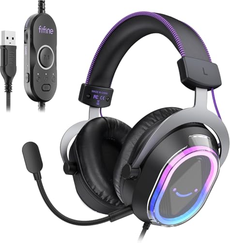 Amazon.co.jp: FIFINE ゲーミングヘッドセット USB 有線接続 Game/Chat